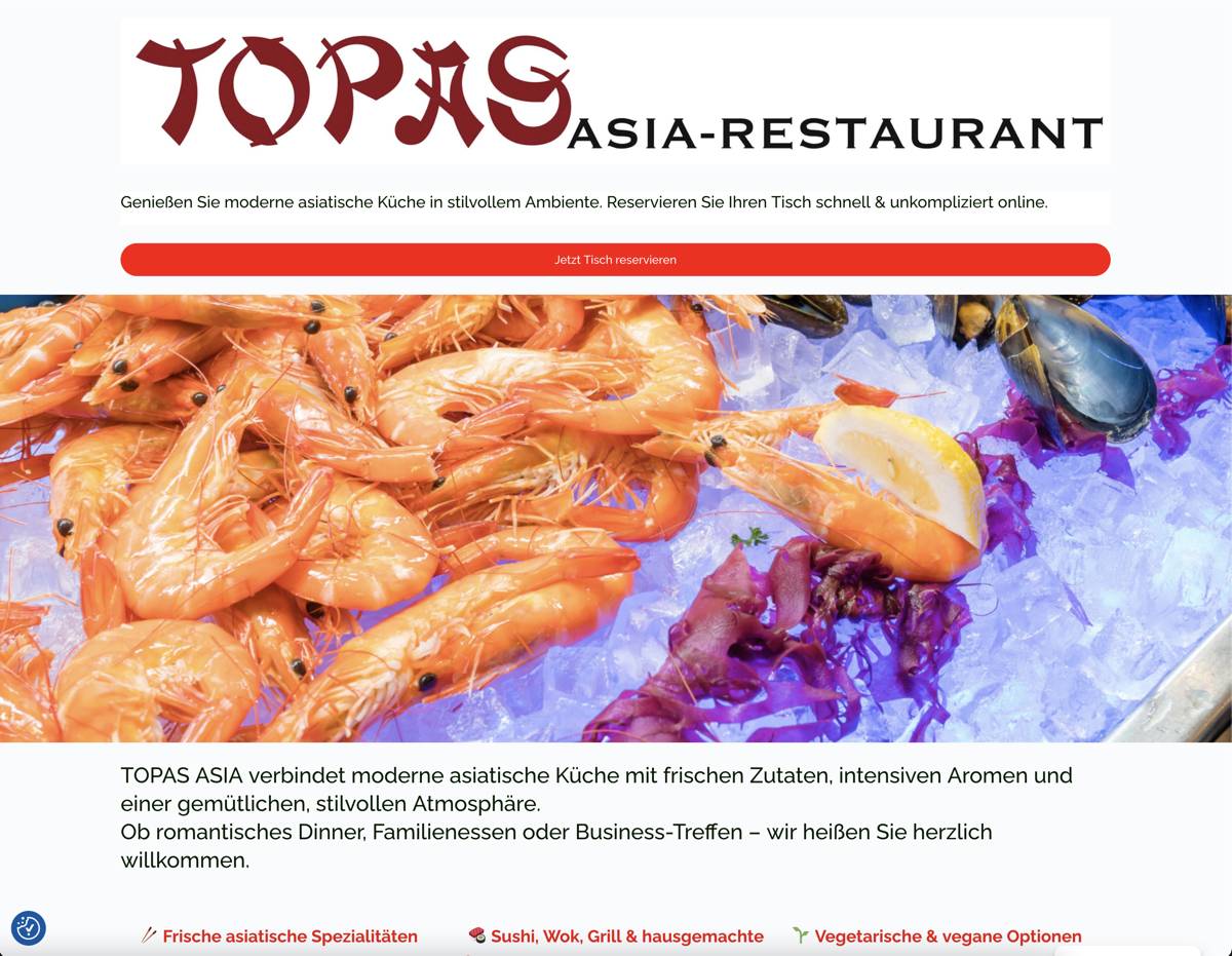 TOPAS Reservierung Website